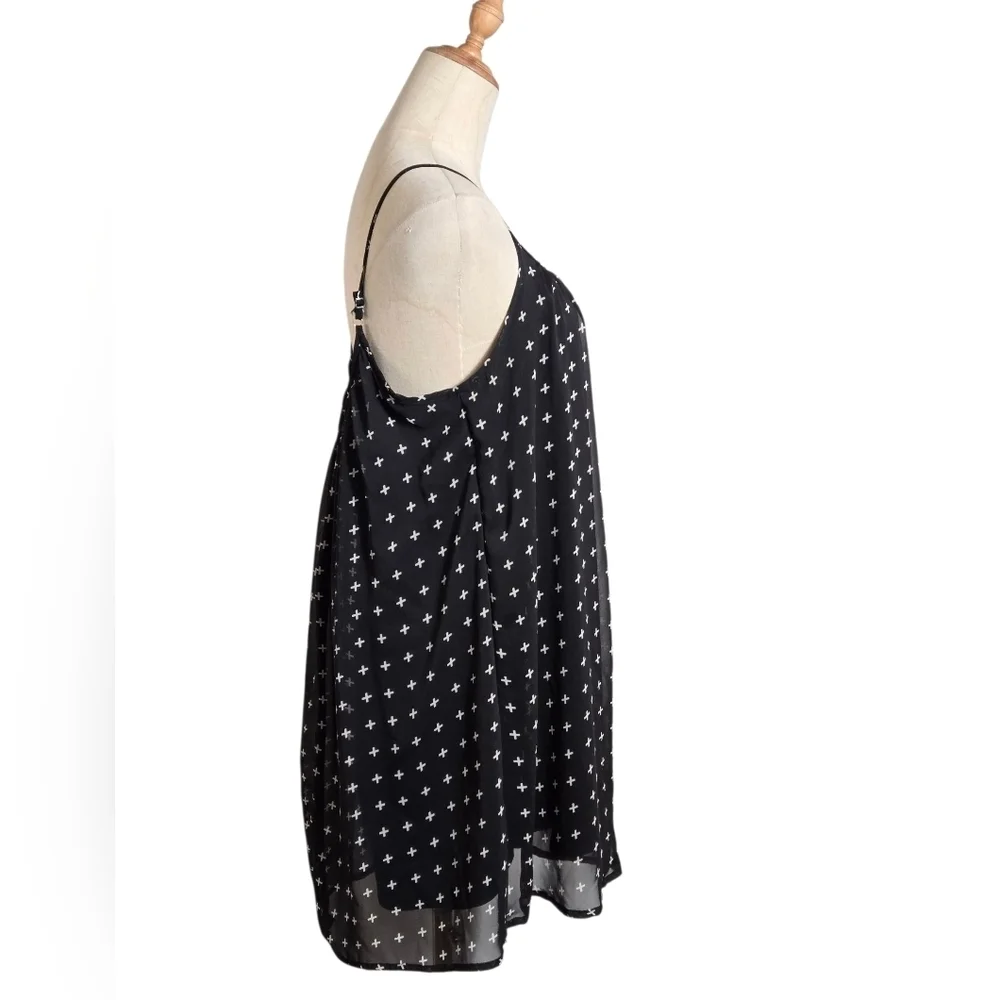 One Clothing Black Cross Goth Flowy Mini Dress